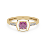 Złoty pierścionek z brylantami i różowym kamieniem, elegancka biżuteria od Venetia Jewels