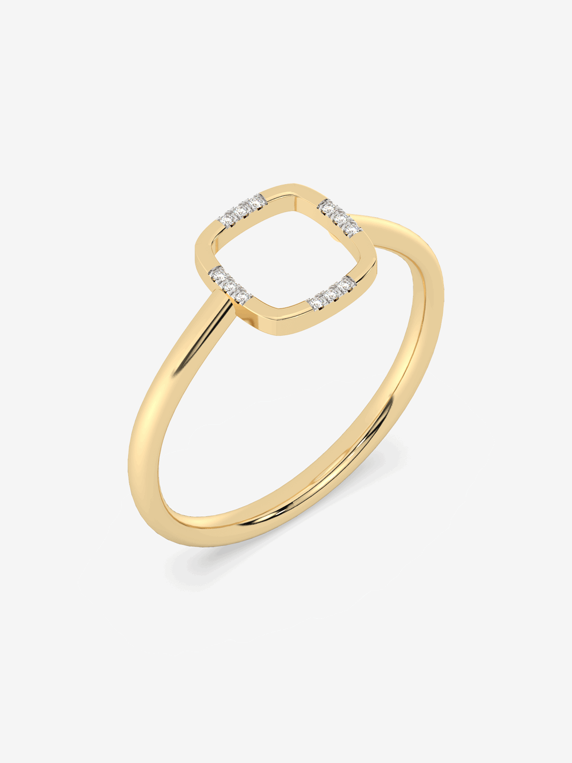 Złoty pierścionek z brylantami o nowoczesnym designie z delikatną obrączką