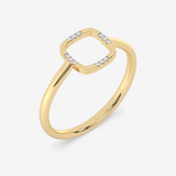 Złoty pierścionek z brylantami o nowoczesnym designie z delikatną obrączką