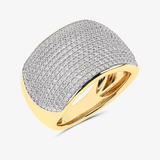 Złoty pierścionek z brylantami w eleganckim, gładkim wzorze z błyszczącą powierzchnią