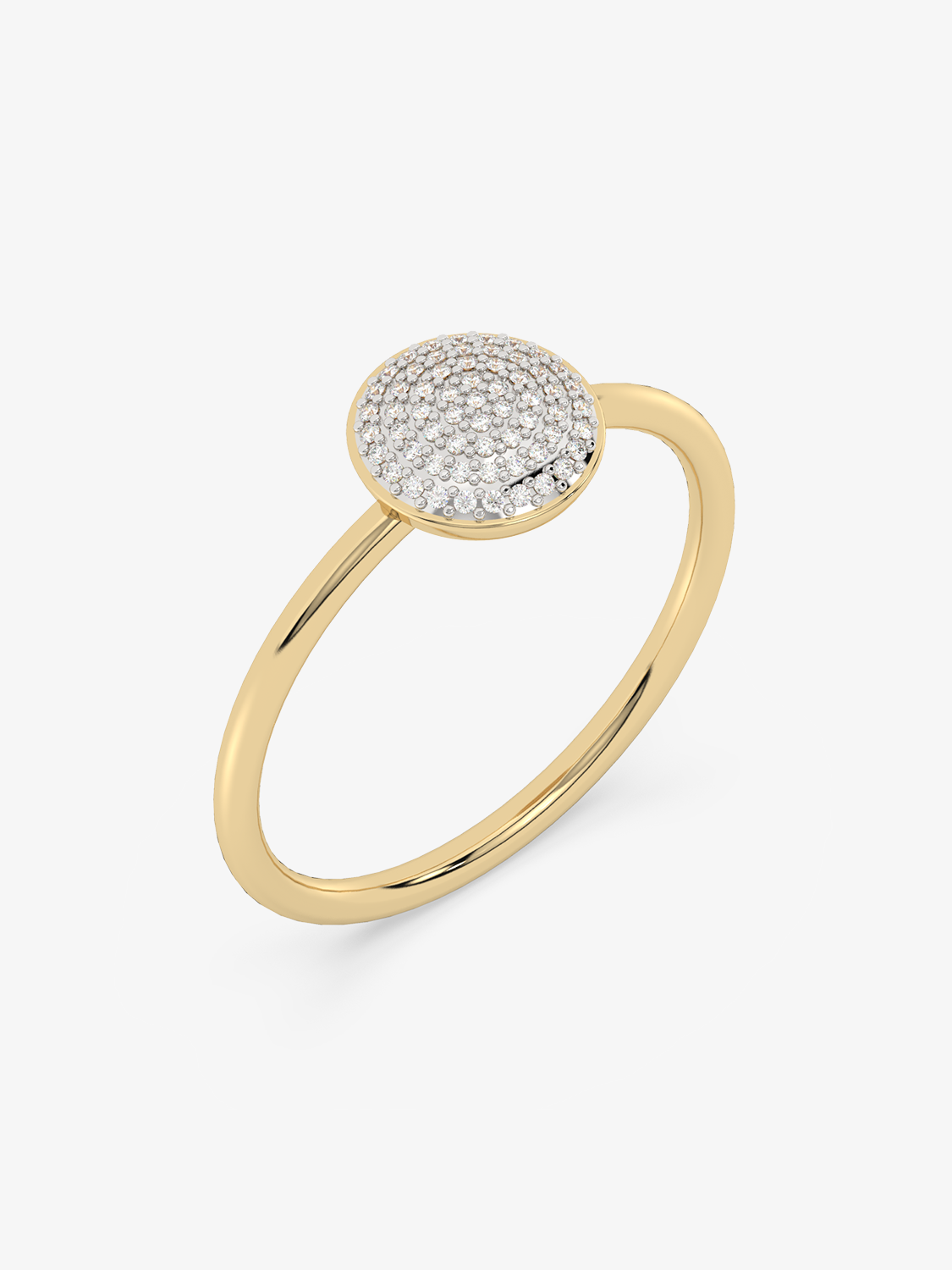 Elegancki złoty pierścionek z brylantami o okrągłej, błyszczącej powierzchni