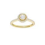 Złoty pierścionek z brylantem halo z centralnym diamentem i diamentową obrączką od Venetia Jewels