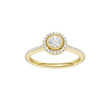 Złoty pierścionek z brylantem halo z centralnym diamentem i diamentową obrączką od Venetia Jewels