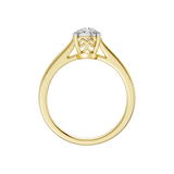 Złoty pierścionek z brylantem od Venetia Jewels z eleganckim wzorem i błyszczącym diamentem