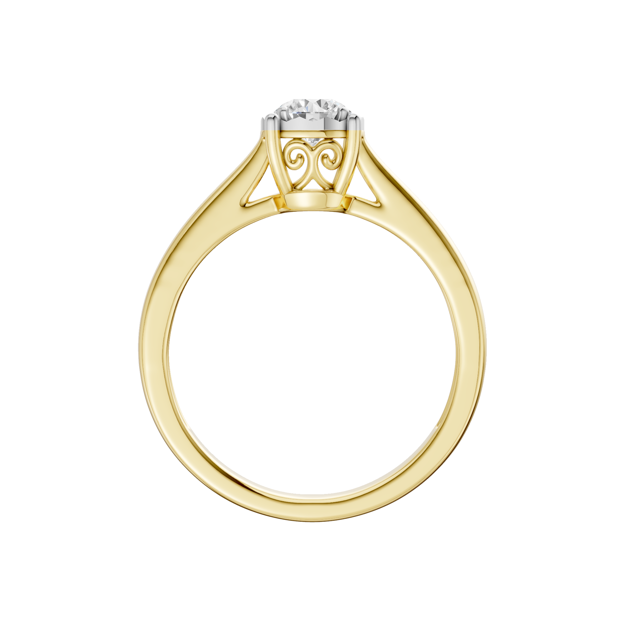 Złoty pierścionek z brylantem od Venetia Jewels z eleganckim wzorem i błyszczącym diamentem