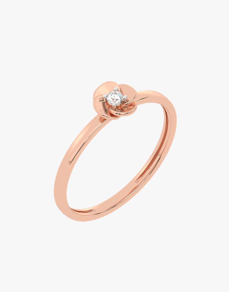Złoty pierścionek z brylantem w kształcie kwiatu od Venetia Jewels