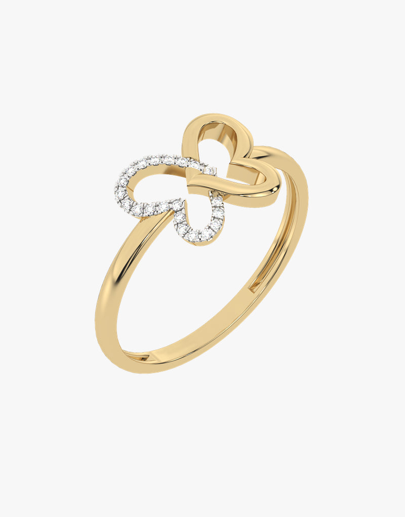 Złoty pierścionek z motylem ozdobiony błyszczącymi kamieniami, elegancka biżuteria od Venetia Jewels