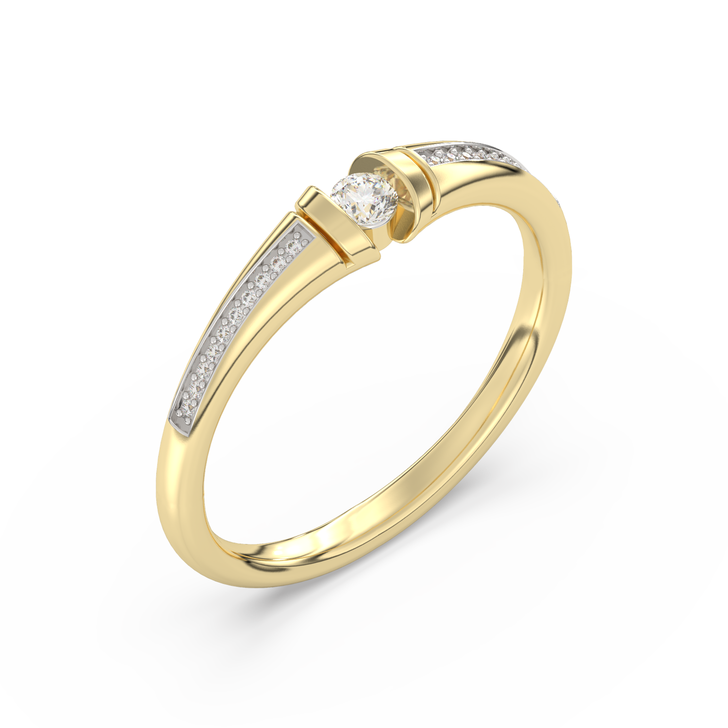 Złoty pierścionek z pół-paskami brylantów od Venetia Jewels, elegancki dodatek na specjalne okazje