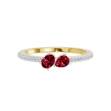 Złoty pierścionek z rubinami i brylantami, elegancka biżuteria od Venetia Jewels