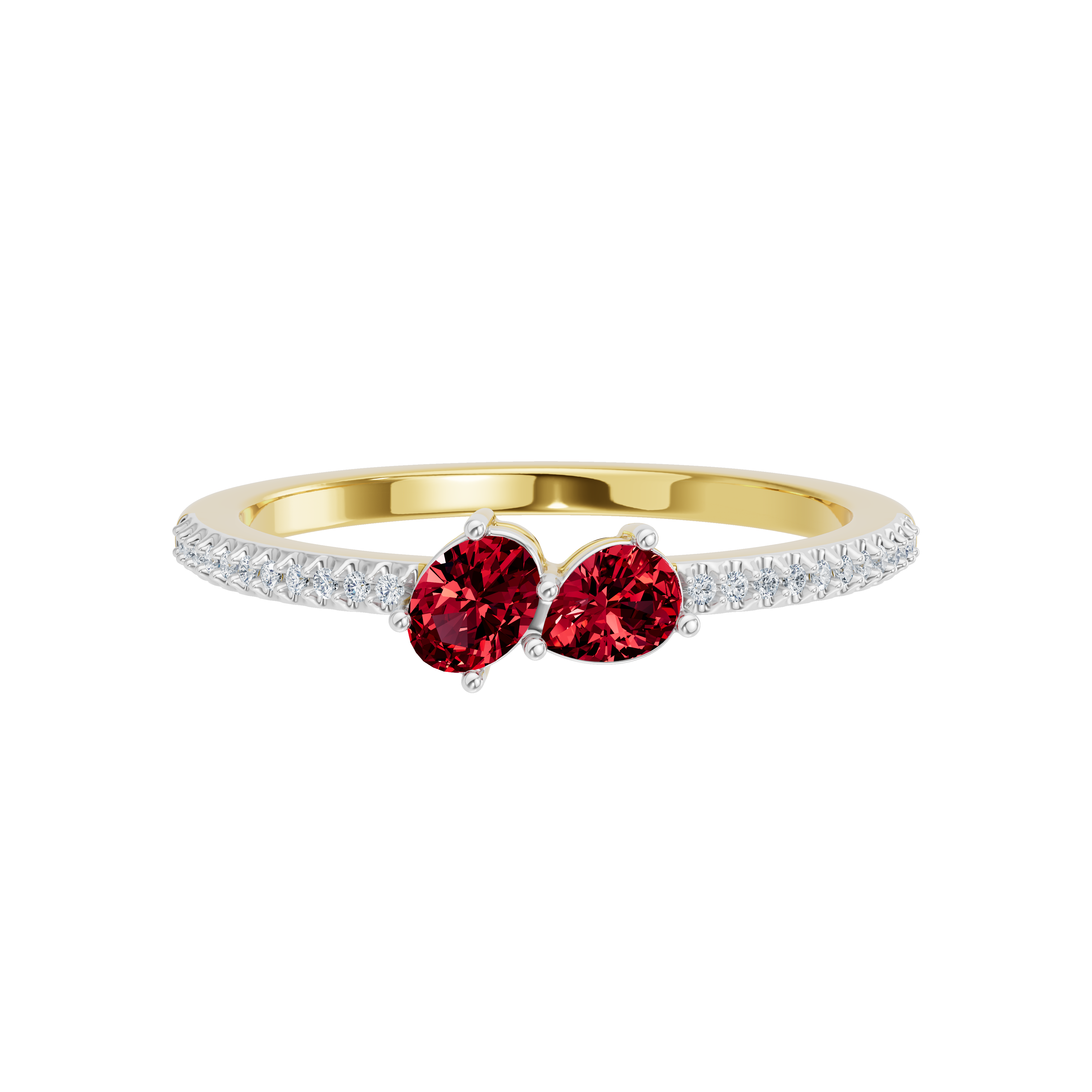 Złoty pierścionek z rubinami i brylantami, elegancka biżuteria od Venetia Jewels