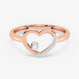 Złoty pierścionek z sercem od Venetia Jewels z diamentem i delikatnym wykończeniem