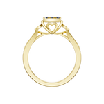 Złoty pierścionek z szafirami i brylantami z sercowym wycięciem na obrączce