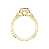 Złoty pierścionek z szafirami i brylantami z sercowym wycięciem na obrączce