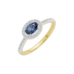 Elegancki złoty pierścionek z szafirem i brylantami, idealny na wyjątkowe okazje