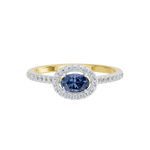 Złoty pierścionek z szafirem i brylantami od Venetia Jewels, elegancki i luksusowy design