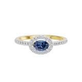 Złoty pierścionek z szafirem i brylantami od Venetia Jewels, elegancki i luksusowy design