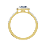 Złoty pierścionek z szafirem i brylantami od Venetia Jewels z eleganckim wzorem i finezyjnym wykończeniem