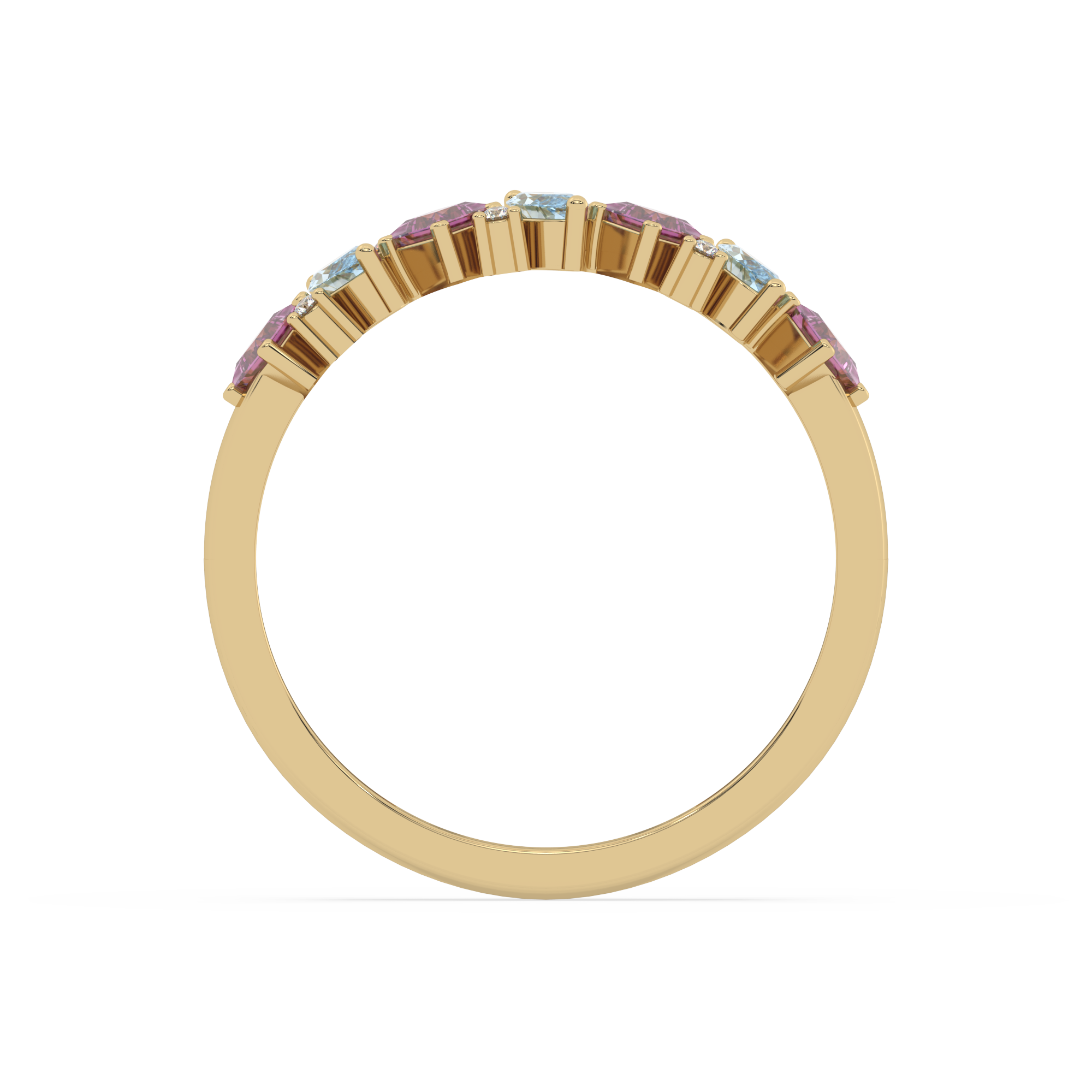 Złoty pierścionek z topazem i brylantami od Venetia Jewels, elegancki design z wieloma kamieniami szlachetnymi