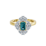 Złoty pierścionek z topazem i diamentami w eleganckim, kwiatowym wzorze od Venetia Jewels