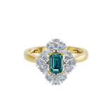 Złoty pierścionek z topazem i diamentami w eleganckim, kwiatowym wzorze od Venetia Jewels