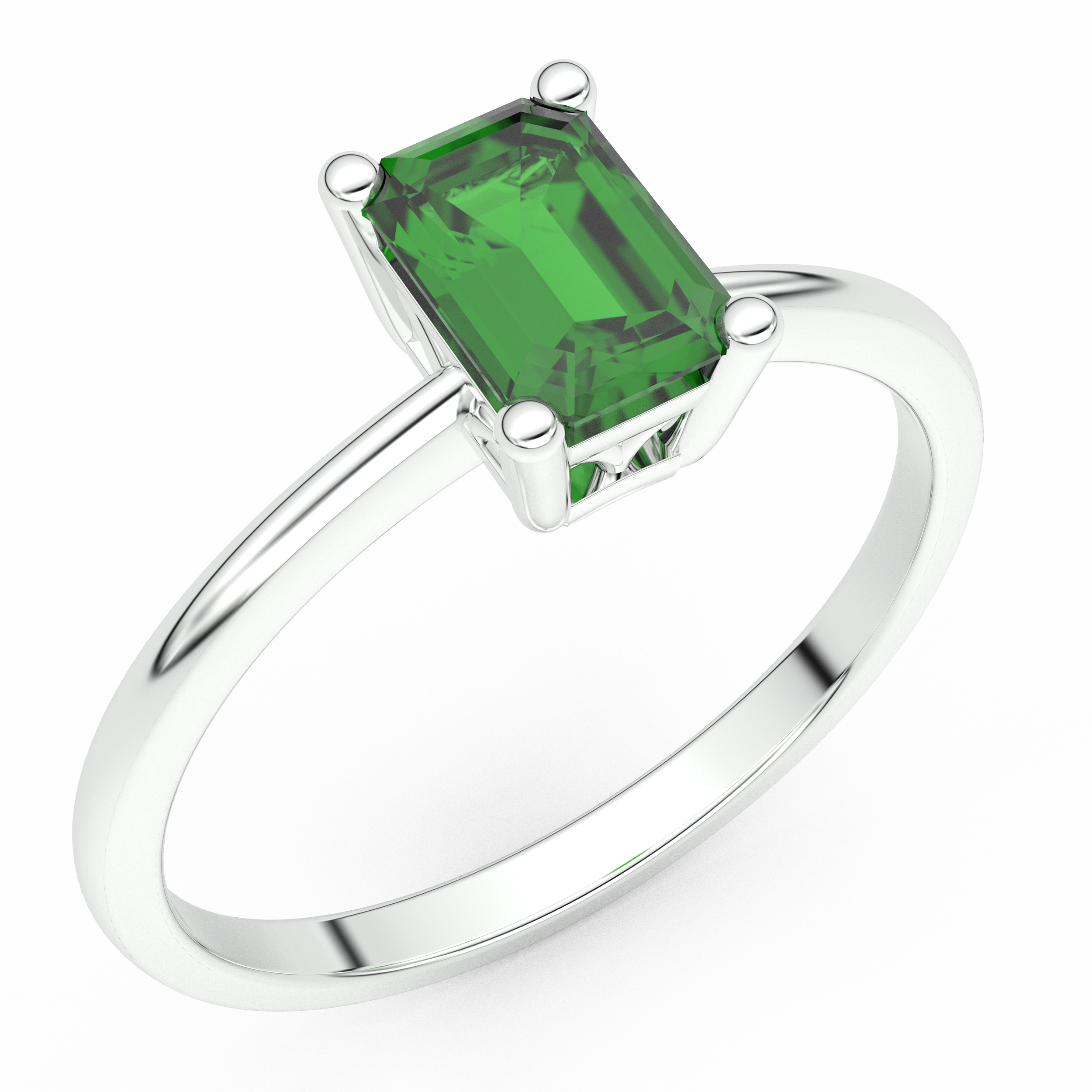 Elegancki złoty pierścionek zaręczynowy ze szmaragdem w prostym designie