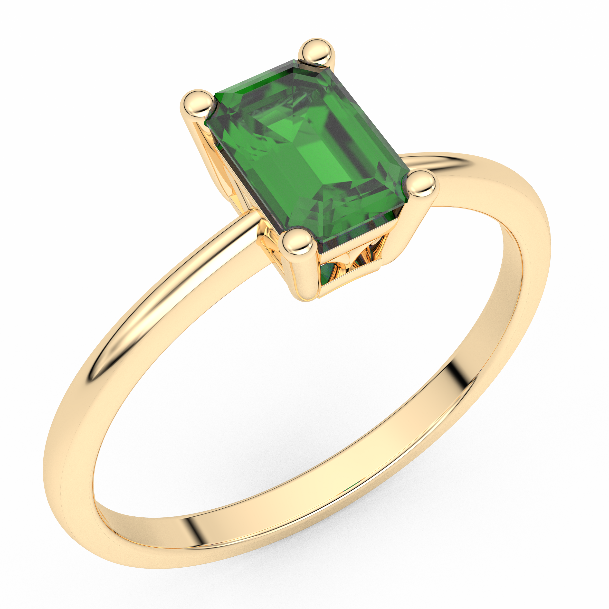 Złoty pierścionek zaręczynowy ze szmaragdem o prostym designie od Venetia Jewels