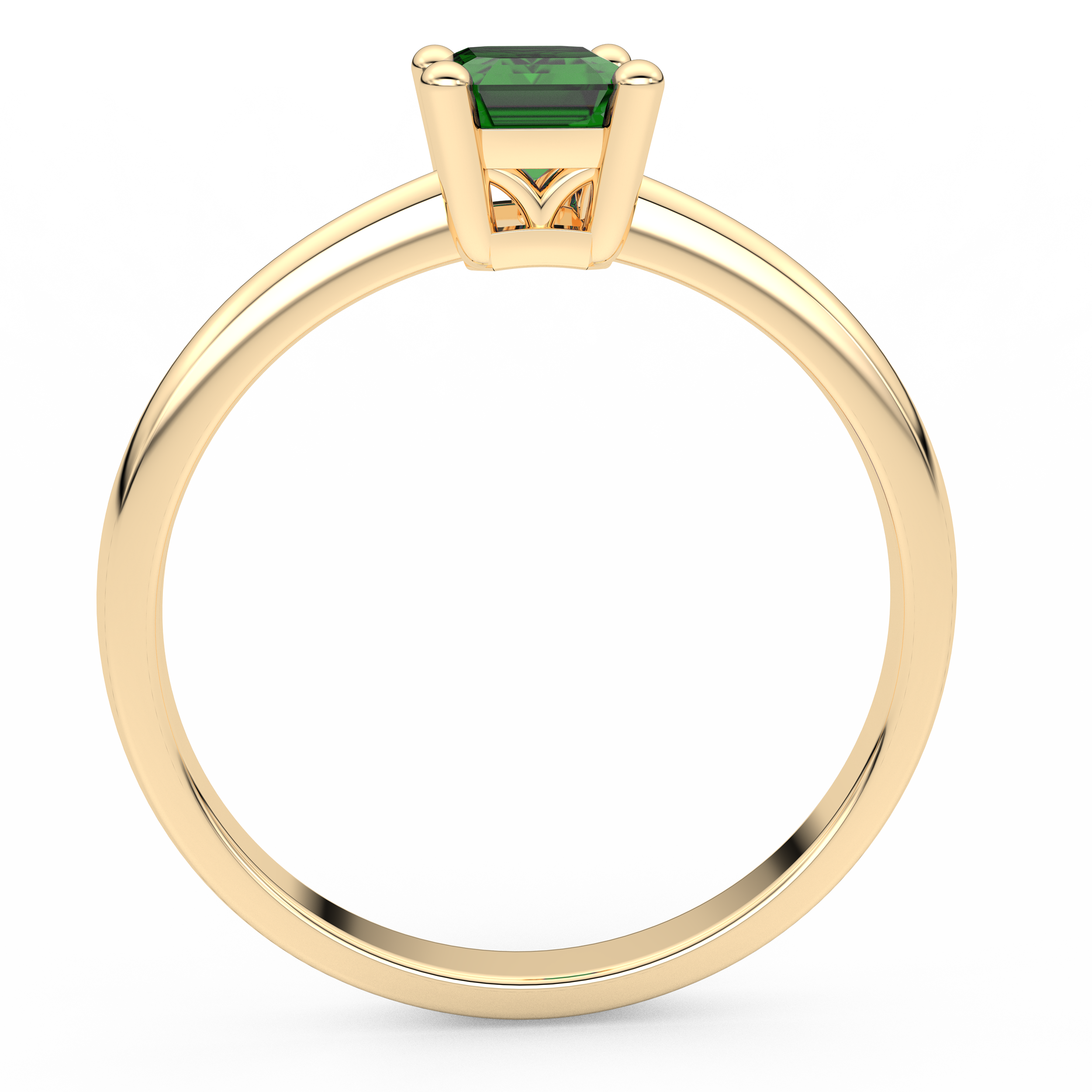 Złoty pierścionek zaręczynowy ze szmaragdem w minimalistycznym stylu od Venetia Jewels