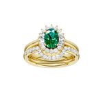 Złoty pierścionek ze szmaragdem i brylantami, elegancka biżuteria od Venetia Jewels