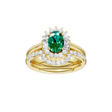 Złoty pierścionek ze szmaragdem i brylantami, elegancka biżuteria od Venetia Jewels