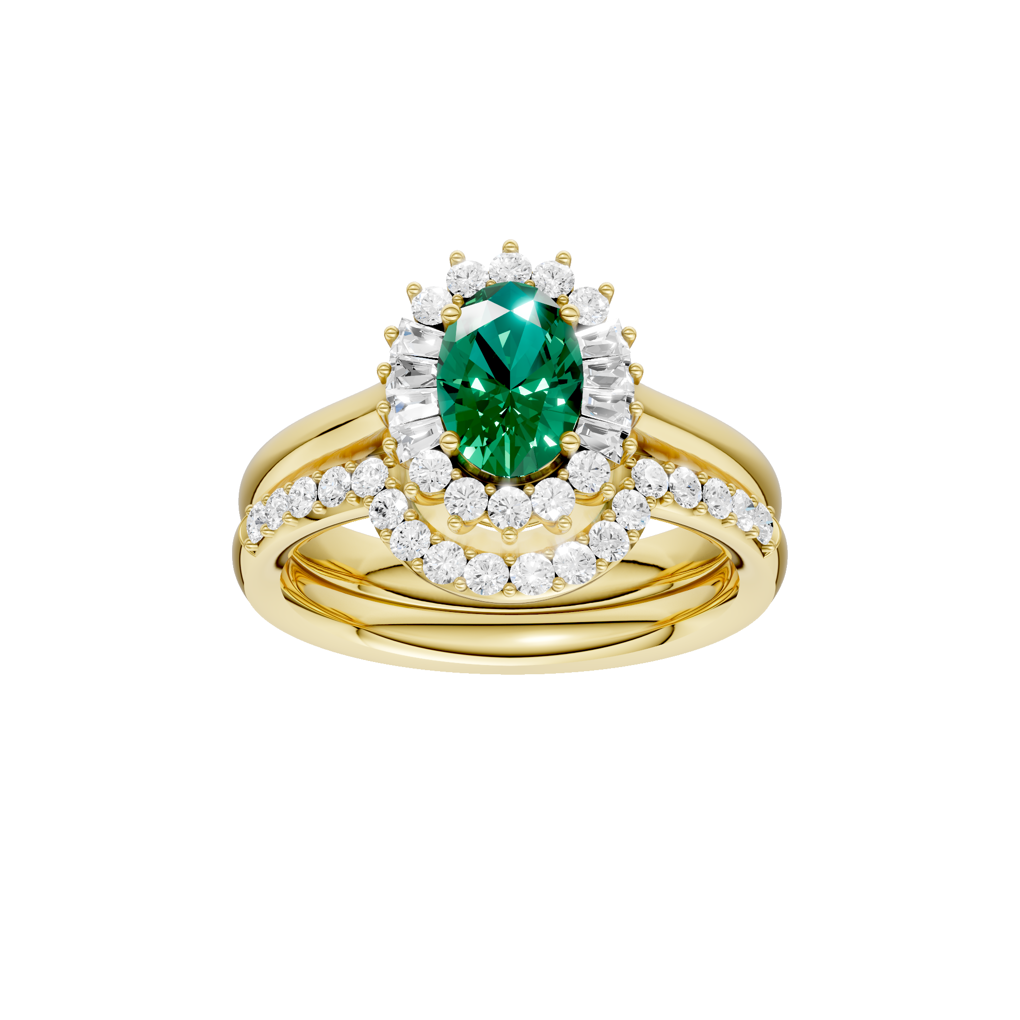 Złoty pierścionek ze szmaragdem i brylantami, elegancka biżuteria od Venetia Jewels