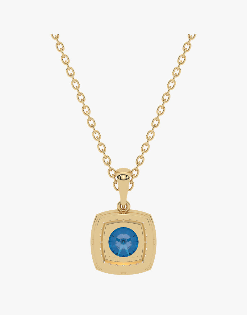 Złoty wisiorek z london blue topazem na delikatnym łańcuszku, elegancka biżuteria od Venetia Jewels