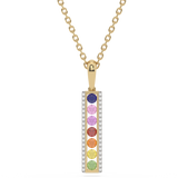 Złota zawieszka z brylantami z wielokolorowymi kamieniami na eleganckim łańcuszku