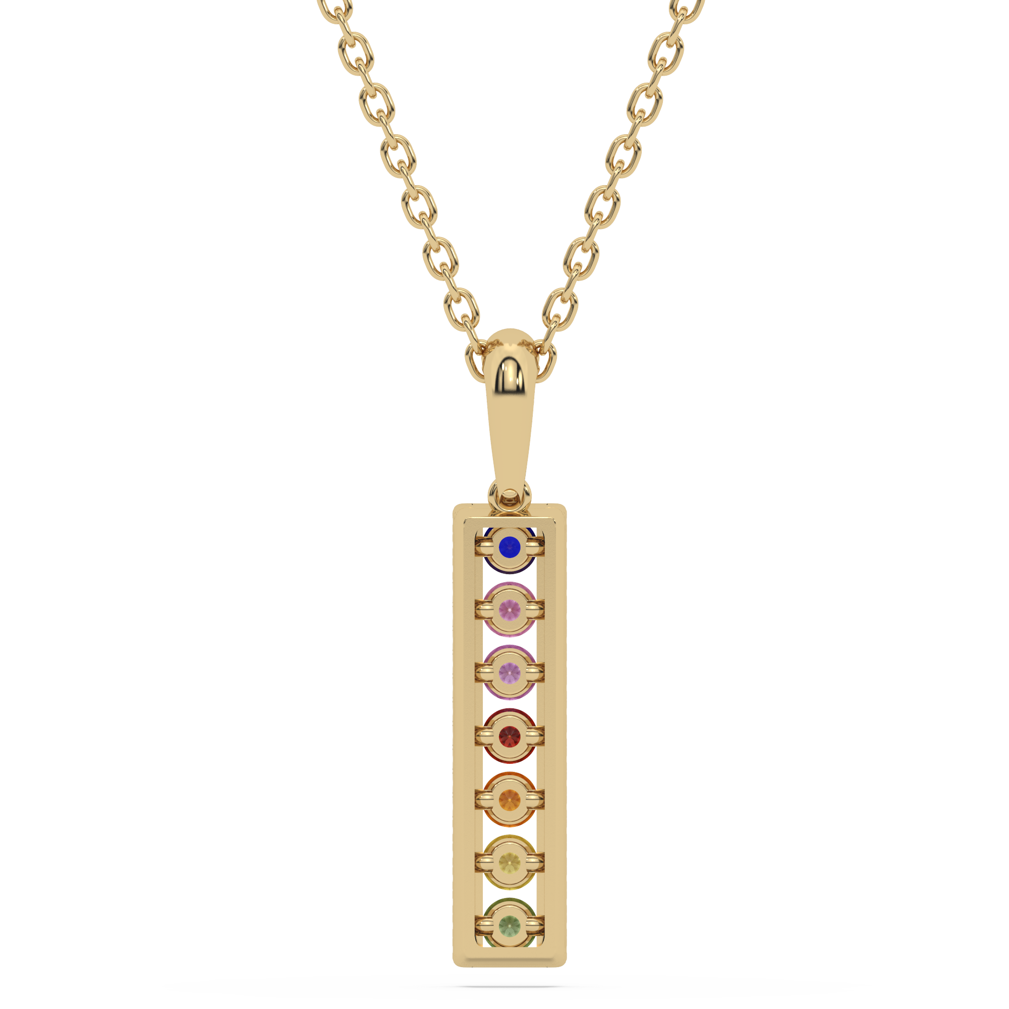 Złota zawieszka z brylantami na łańcuszku z kolorowymi kamieniami szlachetnymi od Venetia Jewels