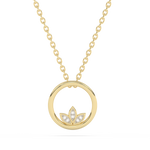 Złota zawieszka z lotosem na łańcuszku, ozdobiona kryształkami dla eleganckiego stylu