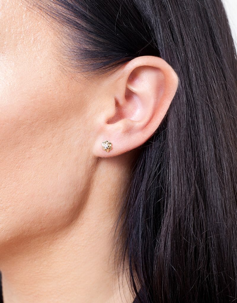 Kolczyki Sztyfty w Kształcie Róży - Venetia Jewels - 14K złoto z brylantami