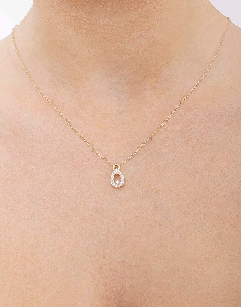 Podwójny Wisiorek w kształcie Łezki - Venetia Jewels - 14K złoto z brylantami