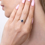 Pierścionek z Owalnym Szafirem - Venetia Jewels - 14K złoto z brylantami