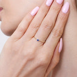 Pierścionek z Niebieskim Szafirem i Brylantami - Venetia Jewels - 14K złoto z brylantami