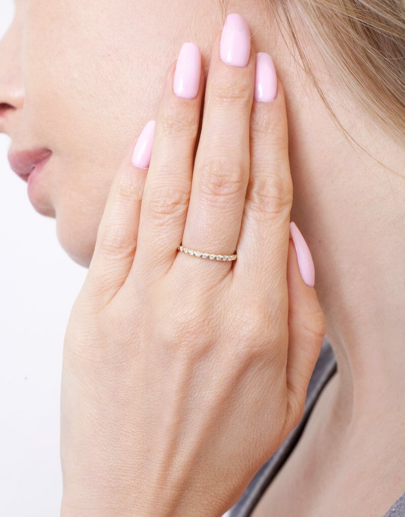 Obrączka z Paskiem Brylantów - Venetia Jewels - 14K złoto z brylantami