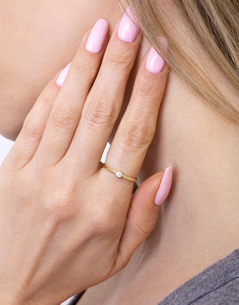 Klasyczny Pierścionek z Pojedynczym Brylantem - Venetia Jewels - 14K złoto z brylantami