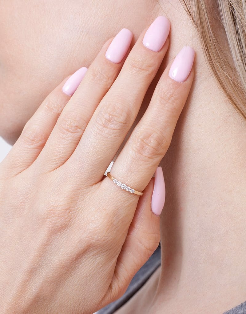 Pierścionek z Pięcioma Brylantami - Venetia Jewels - 14K złoto z brylantami