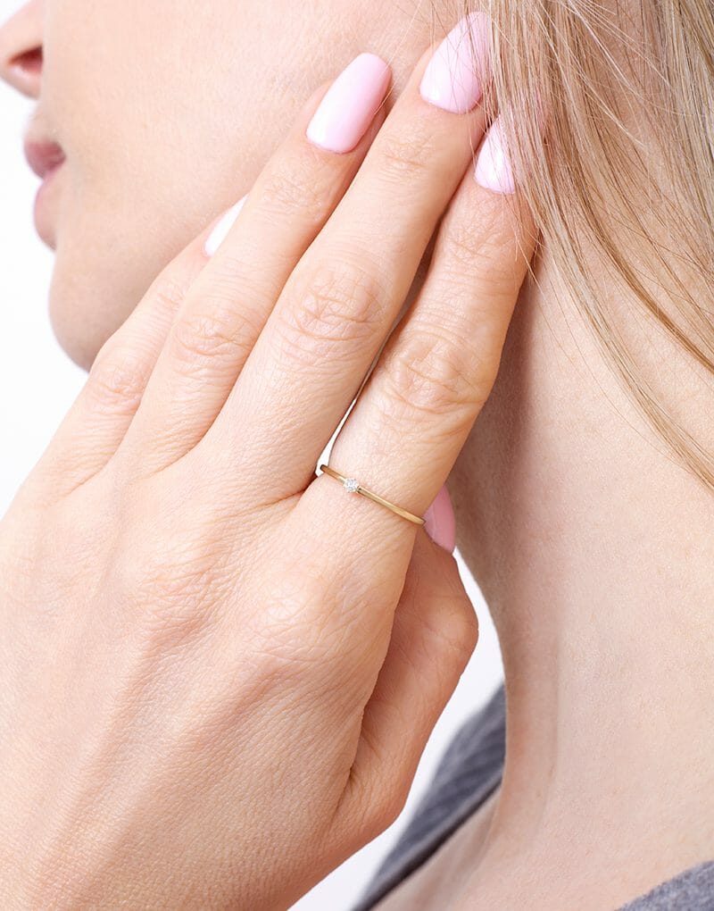 Elegancki Pierścionek z Pojedynczym Brylantem - Venetia Jewels - 14K złoto z brylantami