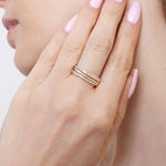 Elegancki Pierścionek z Brylantowymi Paskami - Venetia Jewels - 14K złoto z brylantami