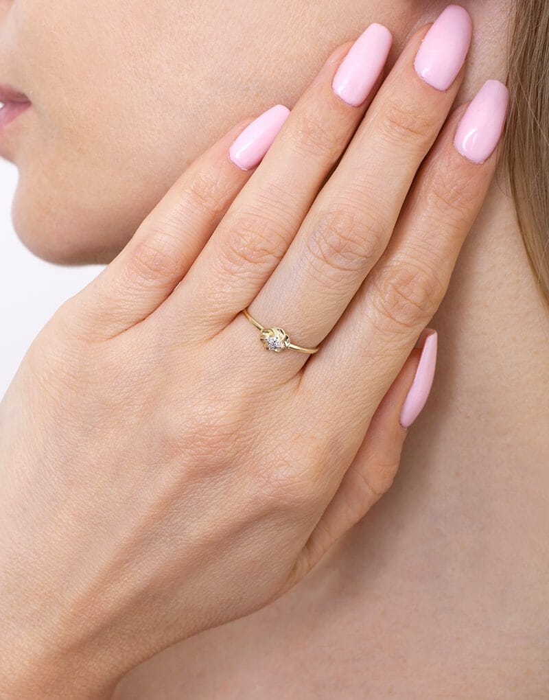 Pierścionek w Kształcie Róży z Brylantami - Venetia Jewels - 14K złoto z brylantami