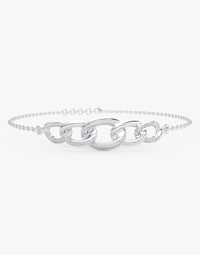 Łańcuszkowa Bransoletka z Brylantami Biały - Venetia Jewels - 14K złoto z brylantami