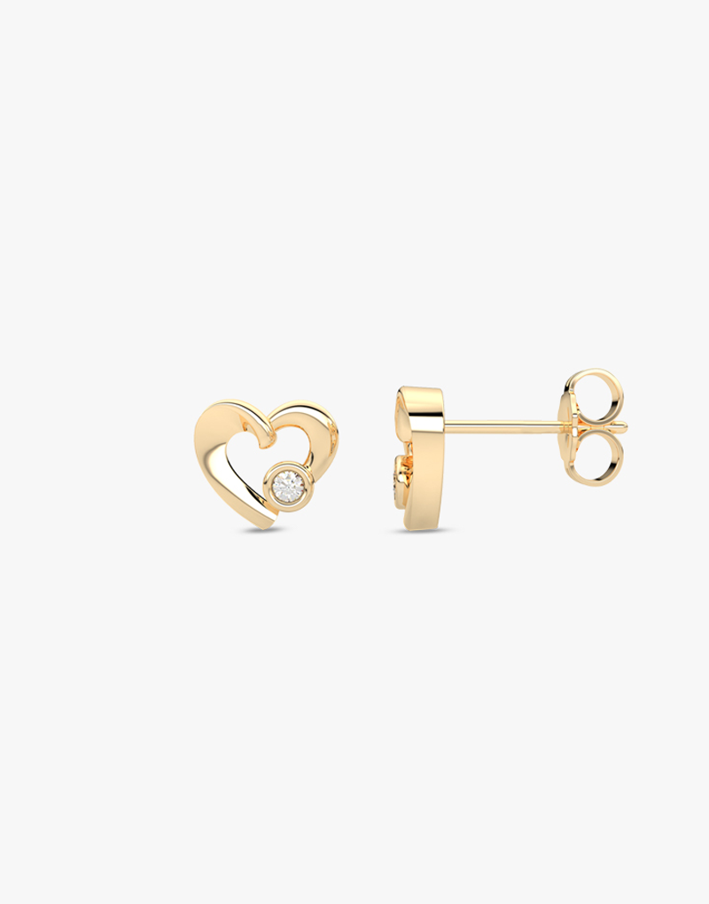 Kolczyki Serca z Brylantem - Venetia Jewels - 14K złoto z brylantami