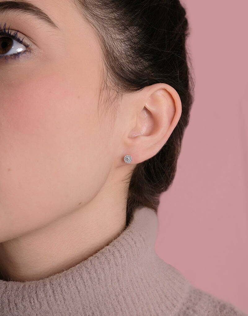 Okrągłe Kolczyki z Brylantami - Venetia Jewels - 14K złoto z brylantami