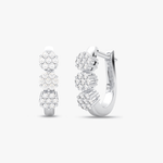 Kolczyki Potrójnym Brylantem Biały - Venetia Jewels - 14K złoto z brylantami