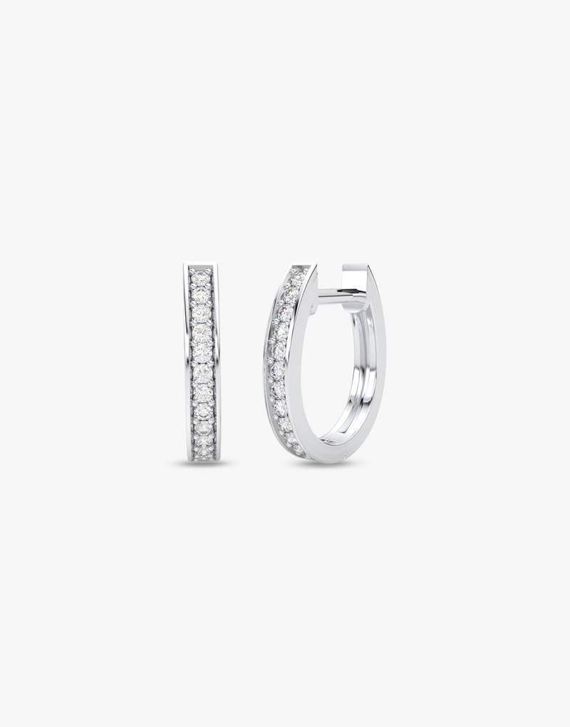 Owalne Kolczyki z Brylantami Biały - Venetia Jewels - 14K złoto z brylantami