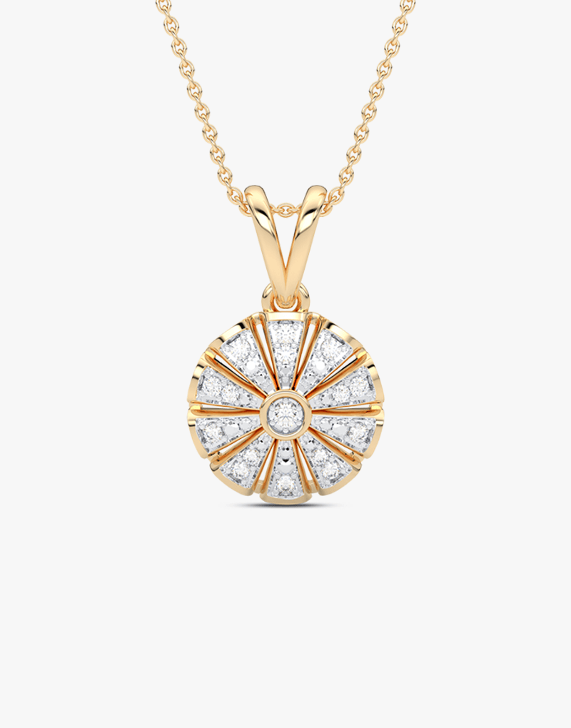 Geometryczny Okrągły Wisiorek żółty - Venetia Jewels - 14K złoto z brylantami